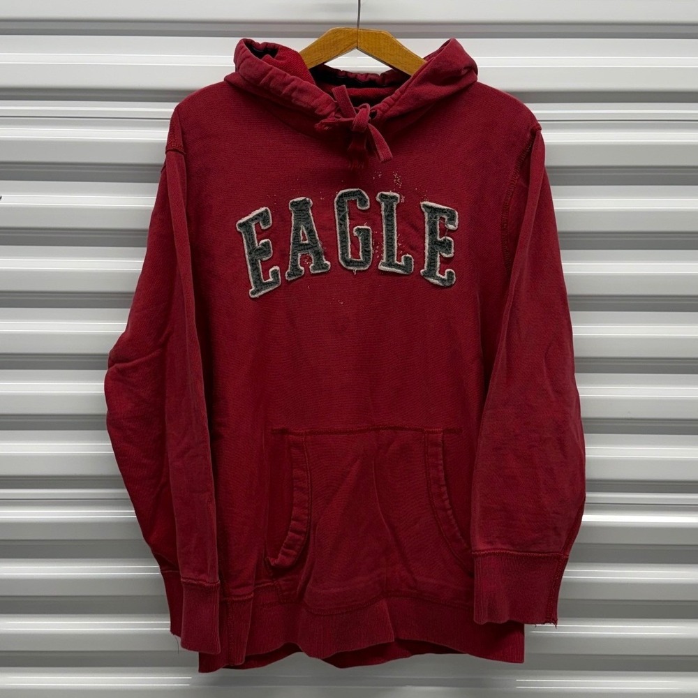 Vintage y2k American Eagle Embroidered Skater Washed Red Mens Large Hoodie